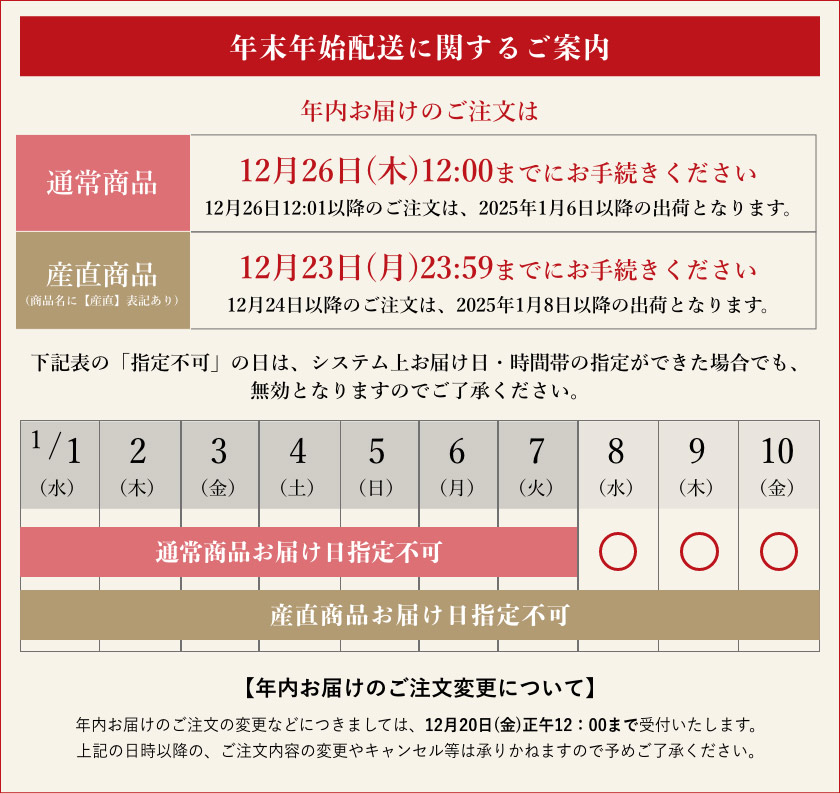 年末年始配送に関するご案内